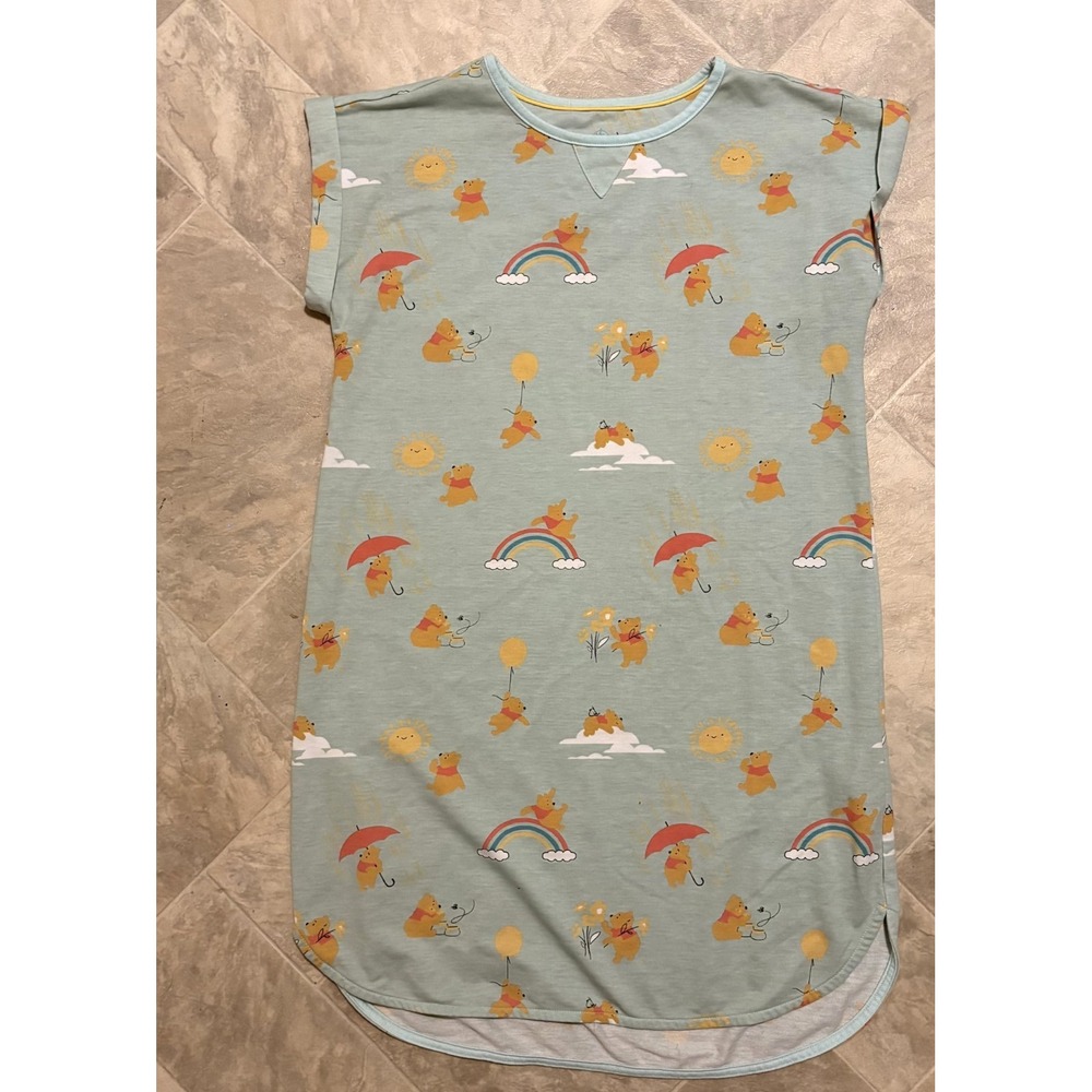 Disney Winnie The Pooh Pajamas Pjs Rainbow Sun Women Night Gown Dress‎ Size XS/S
